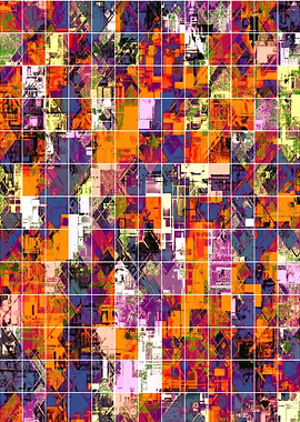 psychedelic geometric square pattern painting abst