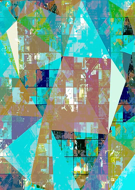 psychedelic geometric square and triangle pattern