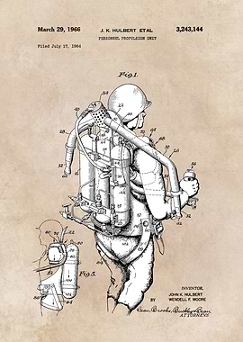 patent art Hulbert 1966 Personnel propulsion unit