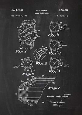 1952 Alarm Wrist Watch - Patent Drawing