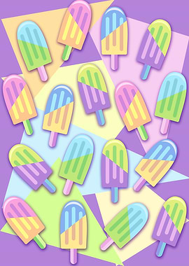 Ice Lollipops Popsicles Summer Punchy Pastels Colo