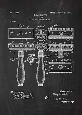 1901 Gillette Razor - Patent Drawing