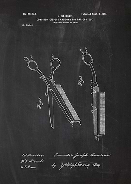 1900 Combinated Scissors - Patent Drawing