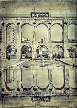 Tramway on Carioca Aqueduct in Rio de Janeiro 1980