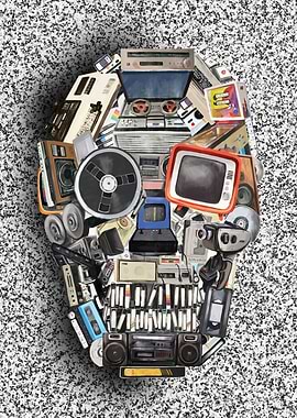 retro tech skull