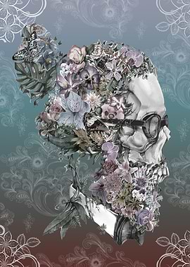floral beard skull