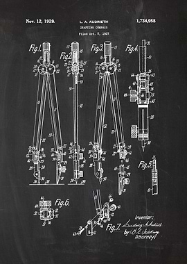 1927 Drafting Compass - Patent Drawing