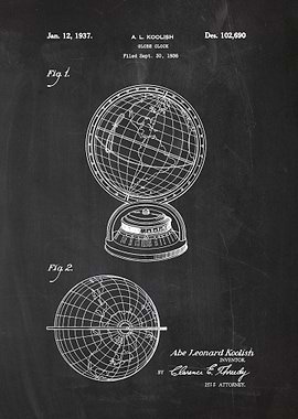 1936 Globe Clock - Patent Drawing