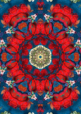 mandala red flowers