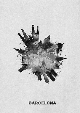 Barcelona Skyline Black