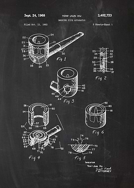 1963 Smoking Pipe Apparatus - Patent Drawing