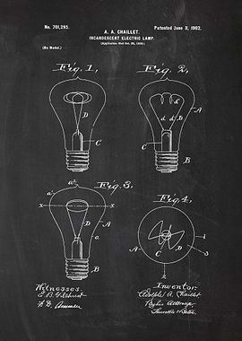 1902 Incadencend Electric Lamp - Patent Drawing