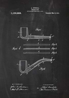 1913 Tobacco Pipe - Patent Drawing