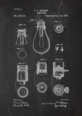 1890 Lamp Base - Patent Drawing