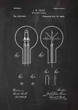 1880 Electric Lamp - Patent Drawing