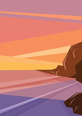 fantasy tropic ocean sunset with rocks