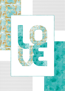 Graphic Art Gold LOVE