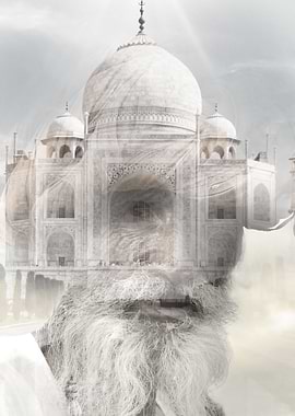 Wisdom. Double exposure portrait