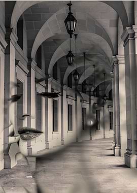 Arch lady. Double exposure portrait