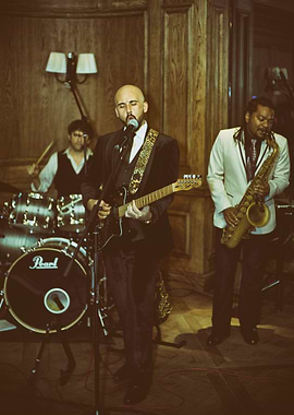 Group of musician performing in a classy bar