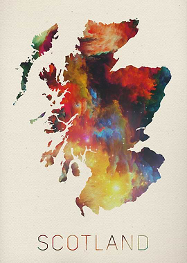 Scotland Watercolor Map
