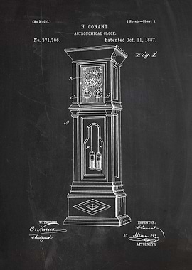 1887 Astronomical Clock - Patent Drawing