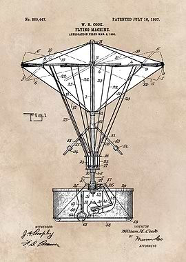 patent art Cook Flying machine 1907