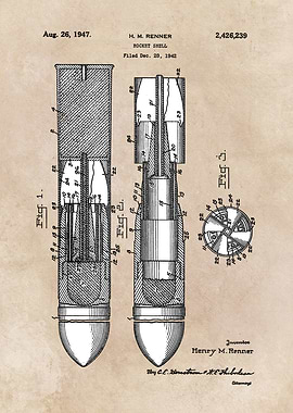patent art Renner Rocket shell 1947
