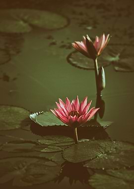 Lilly flower in a pond - W