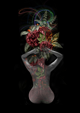 Red flowers. Digital collage