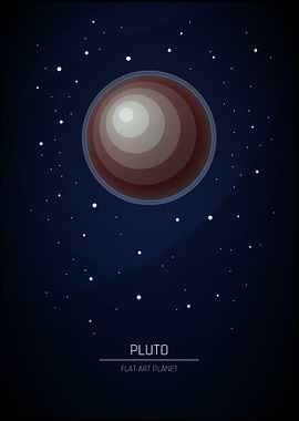 Pluto - Flat Art Planet