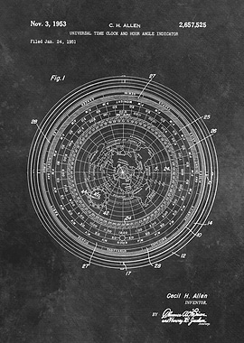 1953 Allen Universal time clock and hour angle
