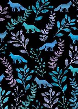 Watercolor Floral and Fox