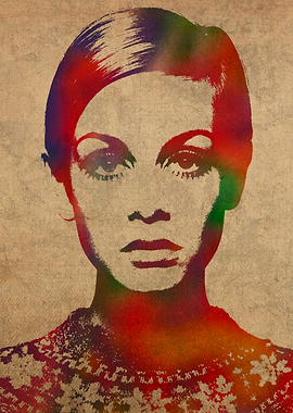 Twiggy Watercolor Portrait