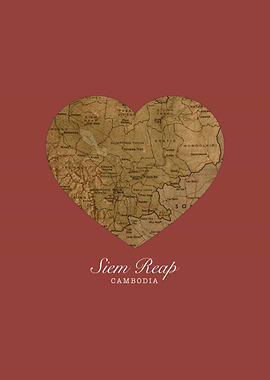 I Heart Siem Reap Cambodia Street Map Love Series