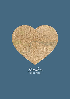 I Heart London England Street Map Love Series