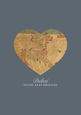 I Heart Dubai United Arab Emirates Street Map Love