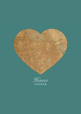 I Heart Hanoi Vietnam Street Map Love Series