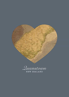 I Heart Queenstown New Zealand Street Map Love