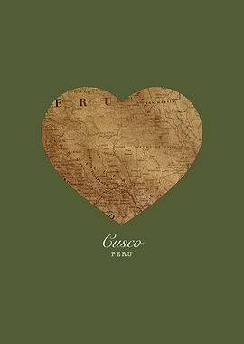 I Heart Cusco Peru Street Map Love Series