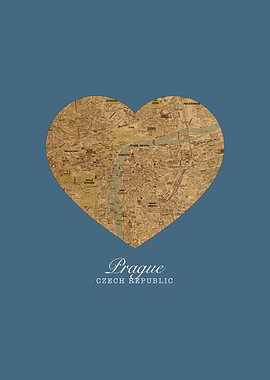 I Heart Prague Czech Republic Street Map Love