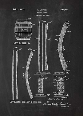 1933 Barrel Stave - Patent Drawing
