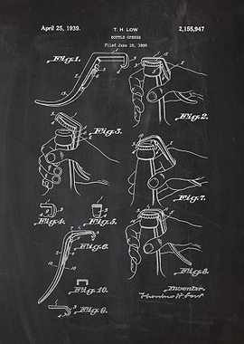 1936 Bottle Opener - Patent Drawng