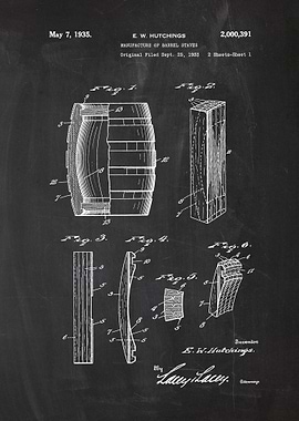 1933 Manufacture of Barrel Staves - Patent Drawing