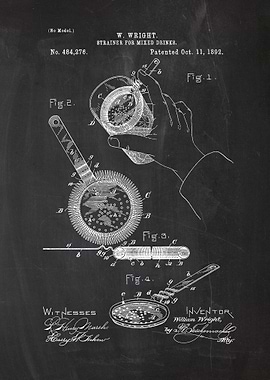 1892 Strainer for Mixed Drinks - Patent Drawing