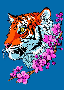 Tiger flowers Tattoo
