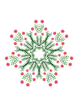 Spring Flowers Ink Drawn Mandala