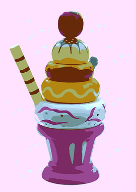 Pop art ice cream sundae