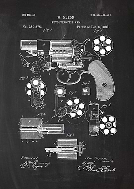 1881 Revolving Fire Arm - Patent Drawing