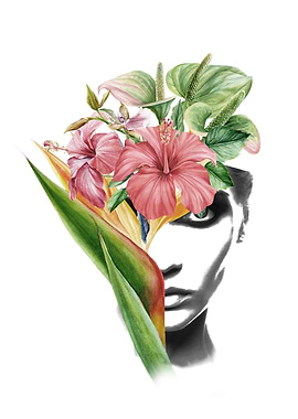 Hibiscus lady portrait